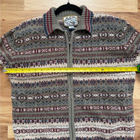 Vintage 90s Fair Isle Zip Cardigan Sweater XL Heirloom Collectibles - Picture 5 of 7